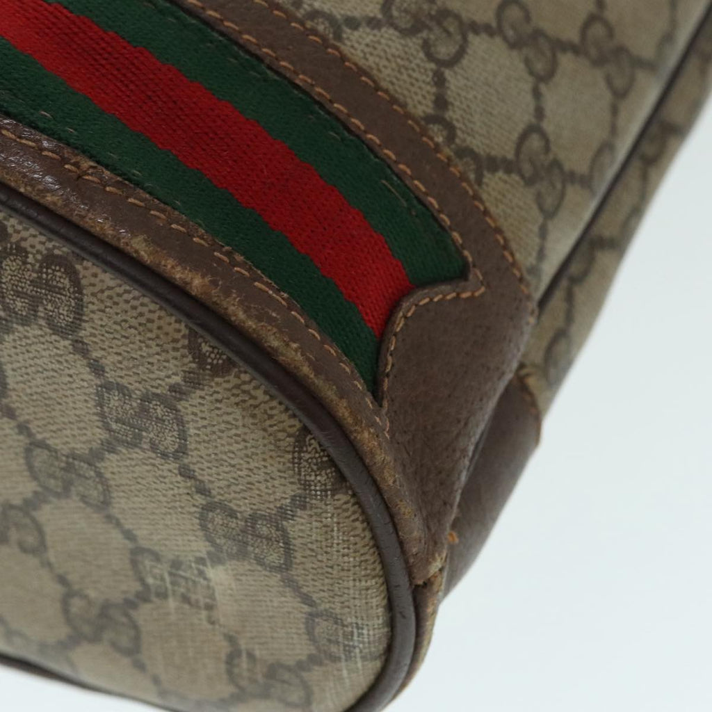GUCCI GG Supreme Web Sherry Line Shoulder Bag PVC Beige gold 87621