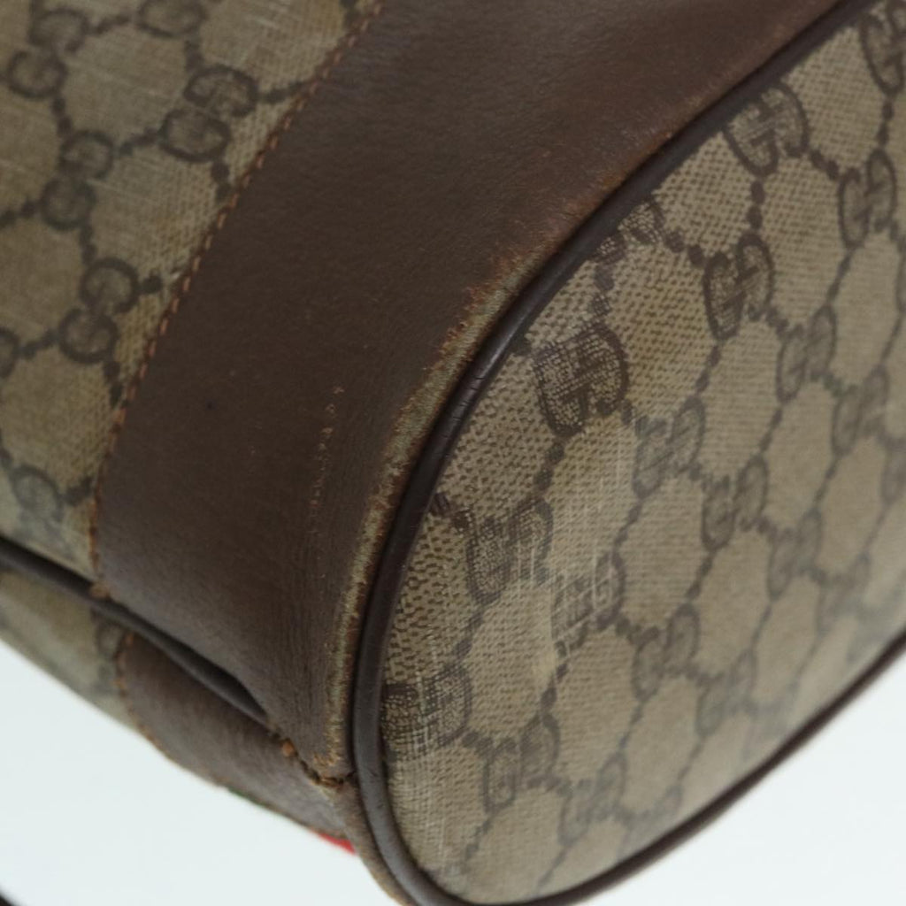 GUCCI GG Supreme Web Sherry Line Shoulder Bag PVC Beige gold 87621