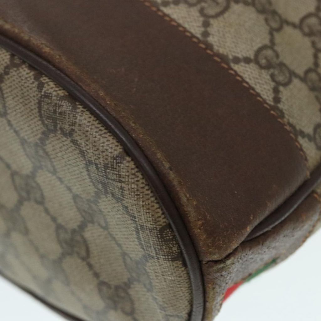 GUCCI GG Supreme Web Sherry Line Shoulder Bag PVC Beige gold 87621