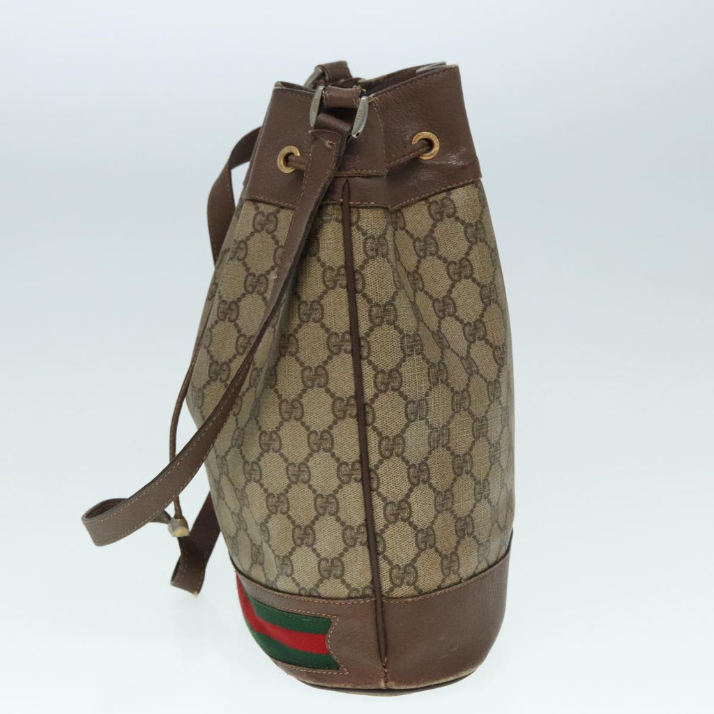 GUCCI GG Supreme Web Sherry Line Shoulder Bag PVC Beige gold 87621