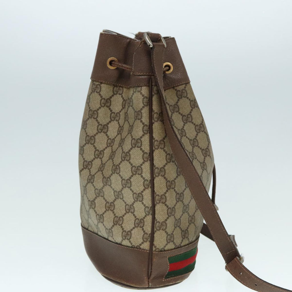 GUCCI GG Supreme Web Sherry Line Shoulder Bag PVC Beige gold 87621