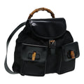 GUCCI Bamboo Backpack Canvas patent leather Black Silver 87626