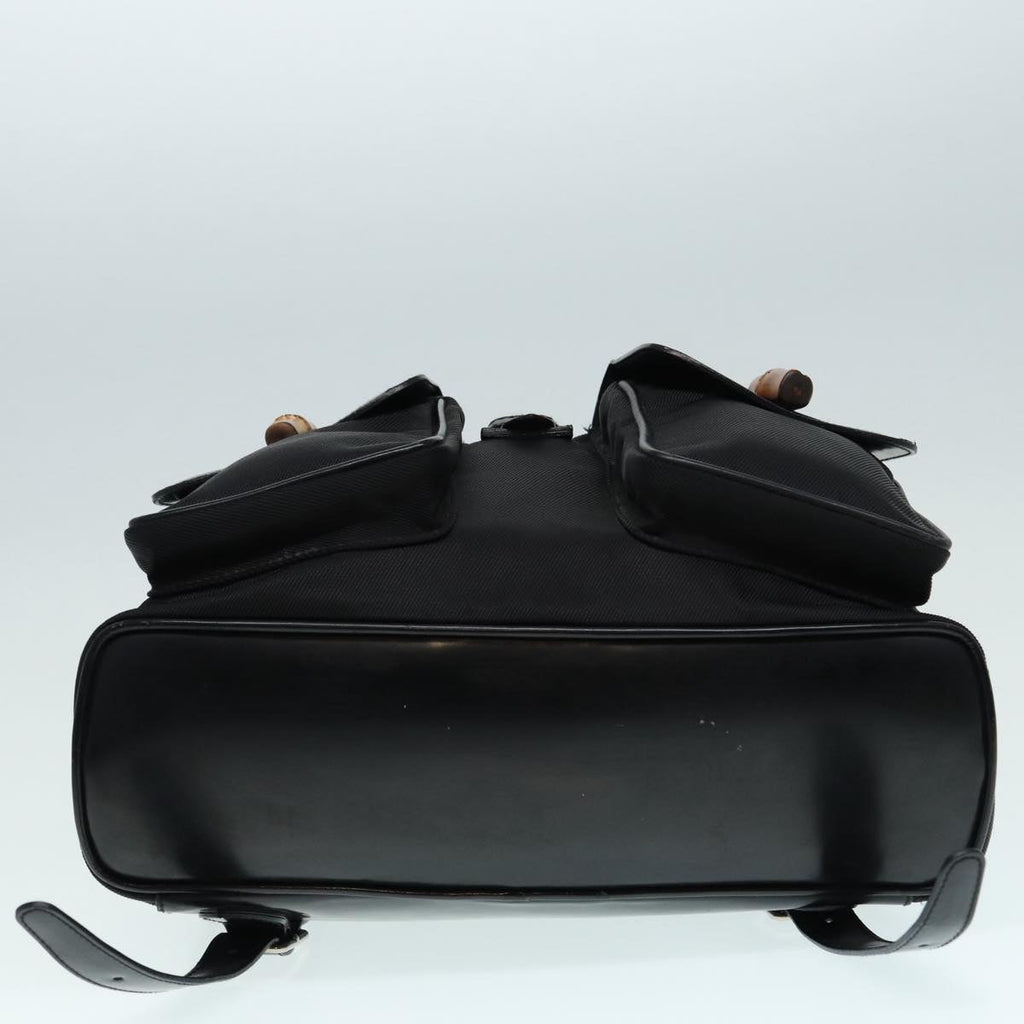 GUCCI Bamboo Backpack Canvas patent leather Black Silver 87626