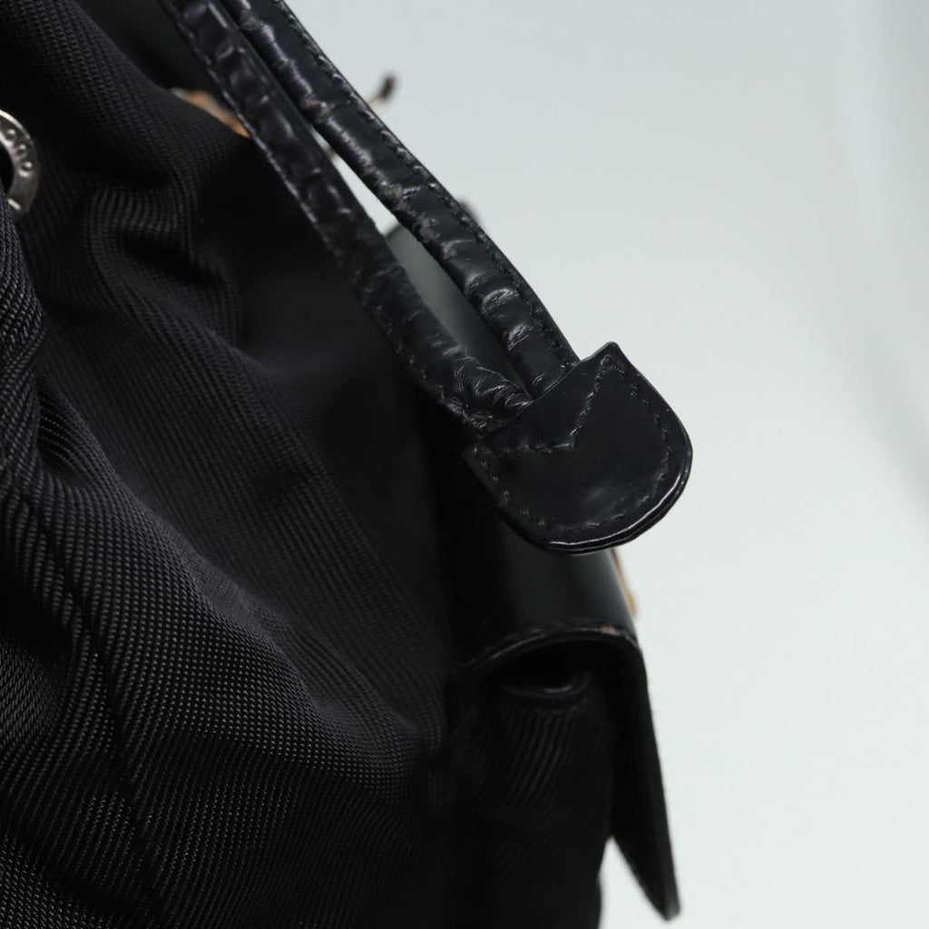 GUCCI Bamboo Backpack Canvas patent leather Black Silver 87626