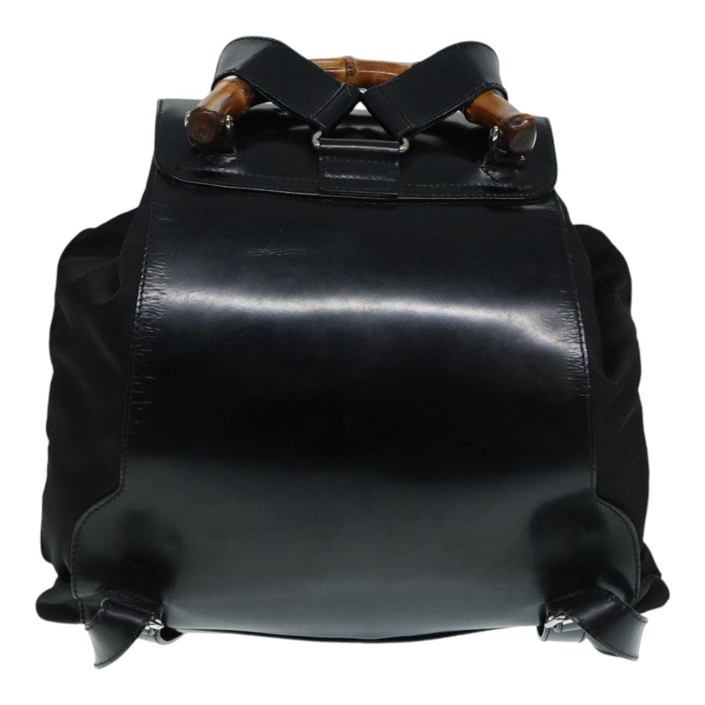 GUCCI Bamboo Backpack Canvas patent leather Black Silver 87626