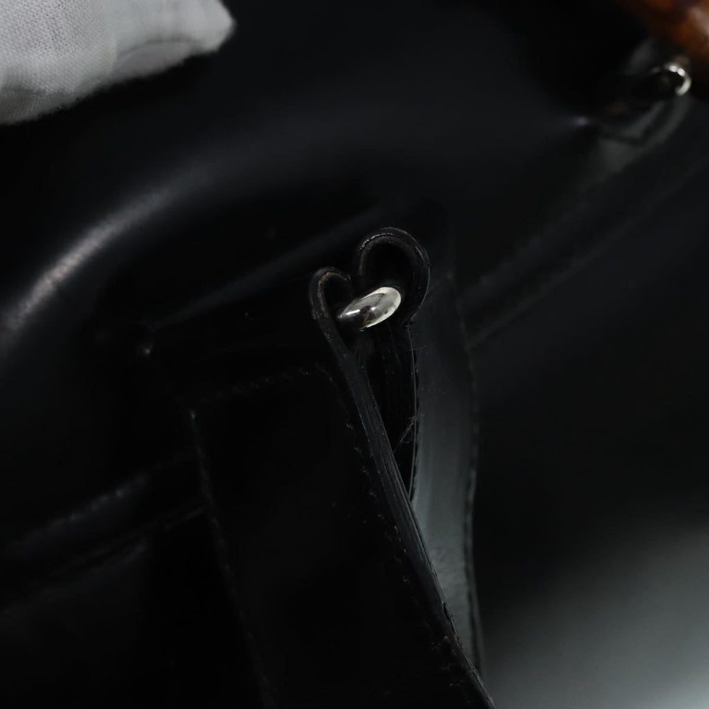 GUCCI Bamboo Backpack Canvas patent leather Black Silver 87626