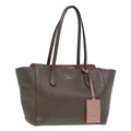 GUCCI Tote Bag Leather Gray Gold 354408 87628