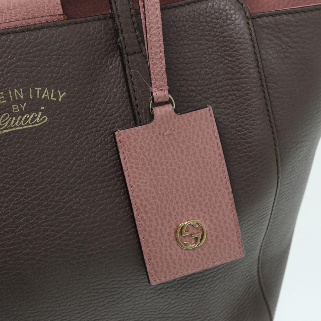 GUCCI Tote Bag Leather Gray Gold 354408 87628