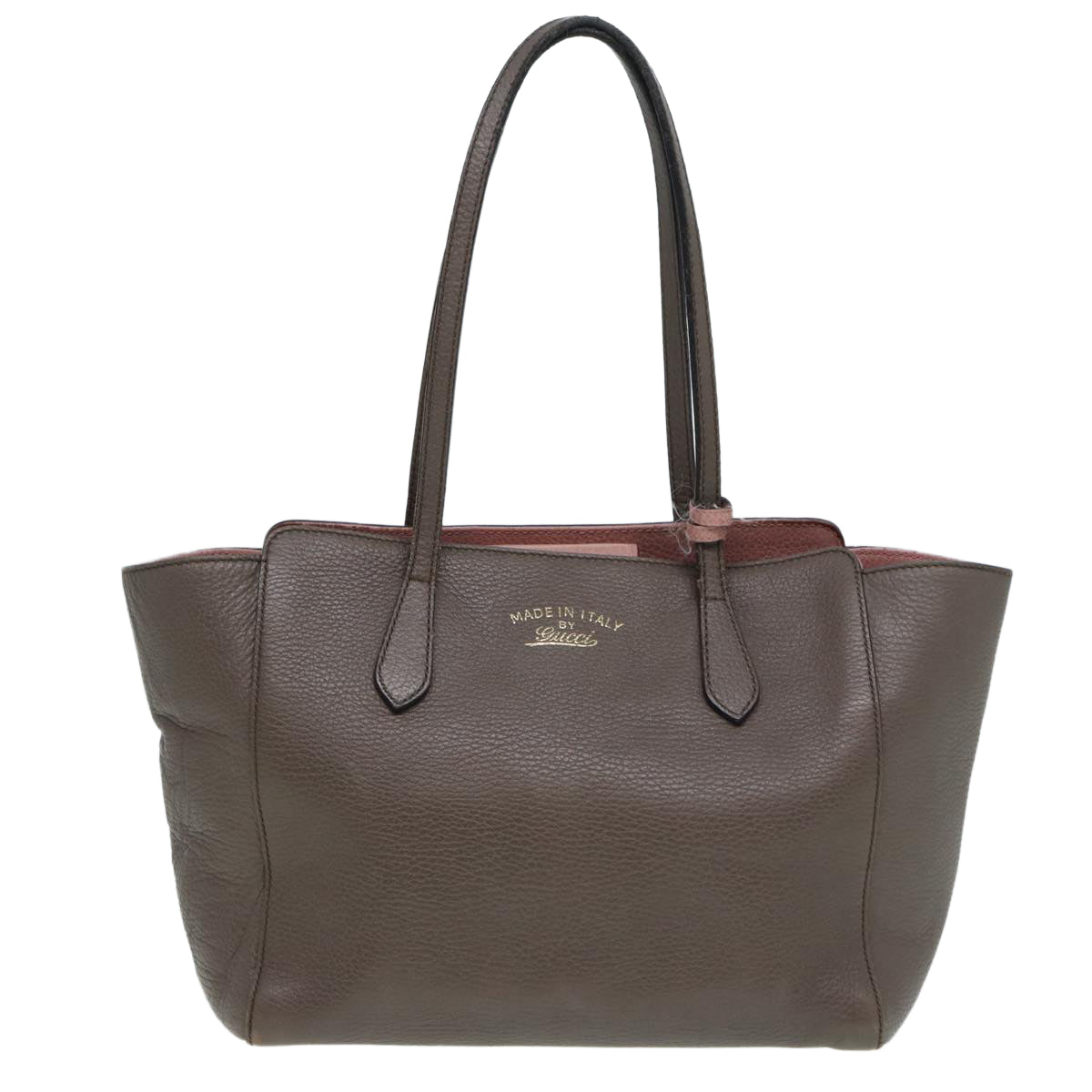 GUCCI Tote Bag Leather Gray Gold 354408 87628