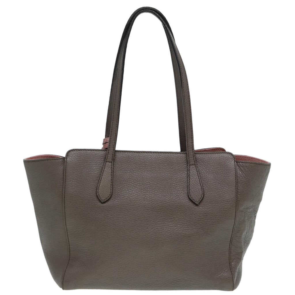 GUCCI Tote Bag Leather Gray Gold 354408 87628