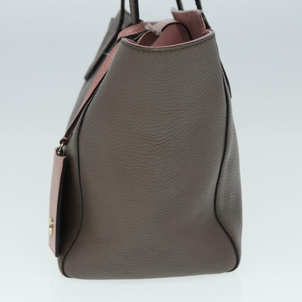 GUCCI Tote Bag Leather Gray Gold 354408 87628