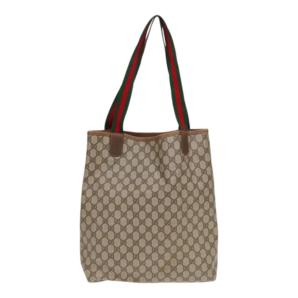 GUCCI GG Supreme Web Sherry Line Tote Bag PVC Beige Red 40 02 003 87629