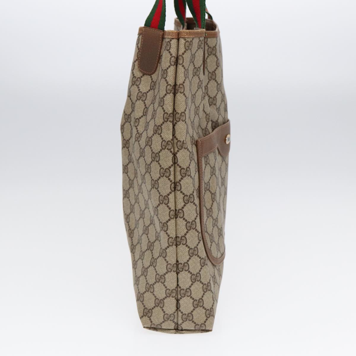GUCCI GG Supreme Web Sherry Line Tote Bag PVC Beige Red 40 02 003 87629