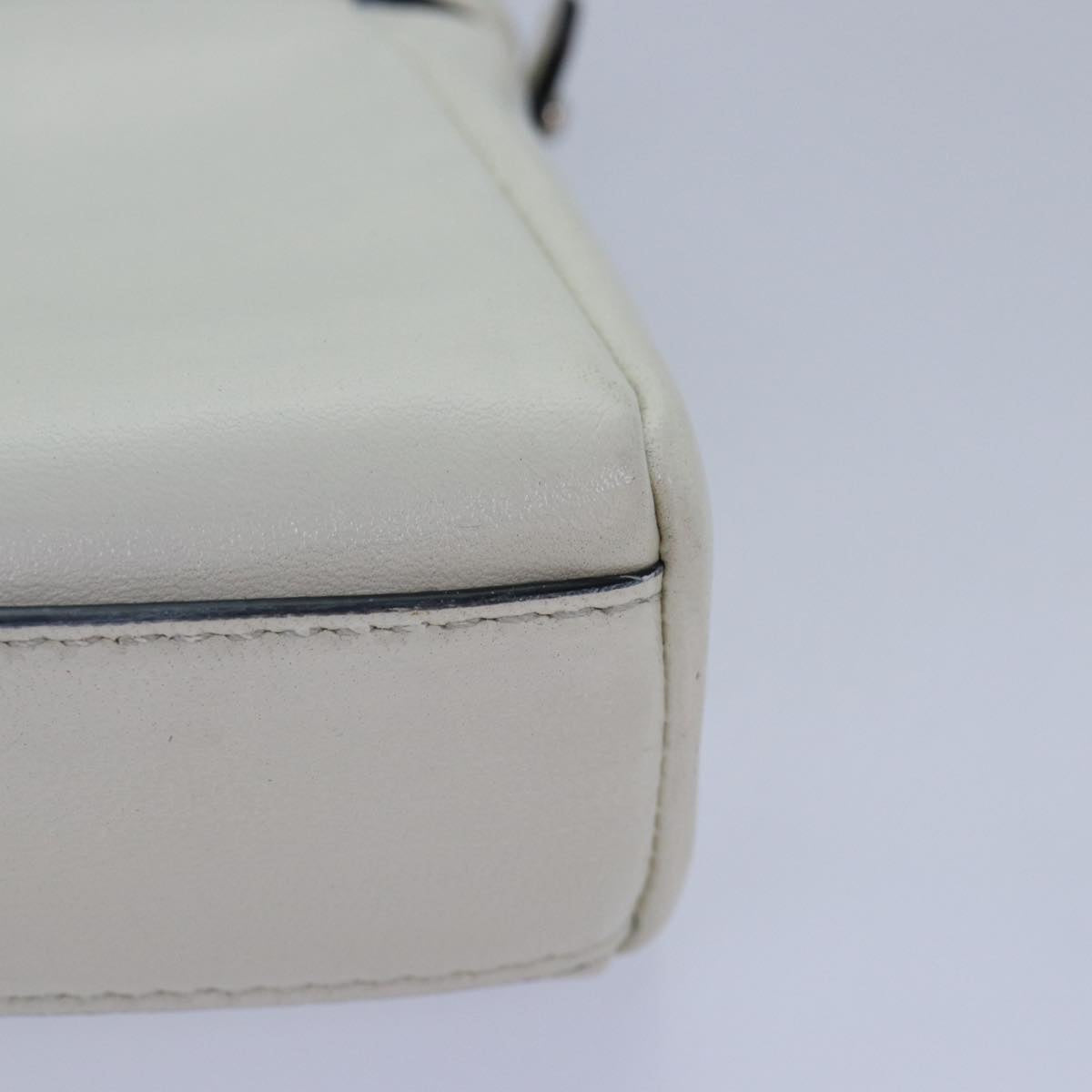 FENDI Peek A Boo Small Shoulder Bag Leather 2way White 87645
