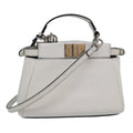 FENDI Peek A Boo Small Shoulder Bag Leather 2way White 87645