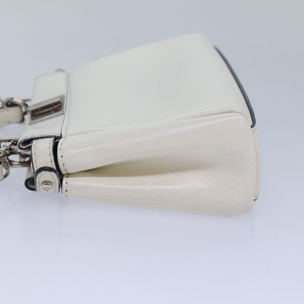 FENDI Peek A Boo Small Shoulder Bag Leather 2way White 87645