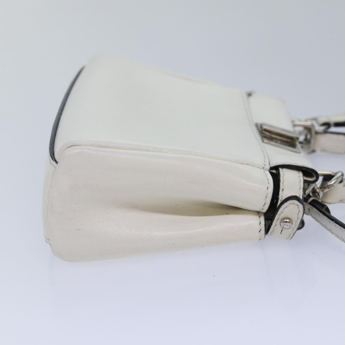 FENDI Peek A Boo Small Shoulder Bag Leather 2way White 87645