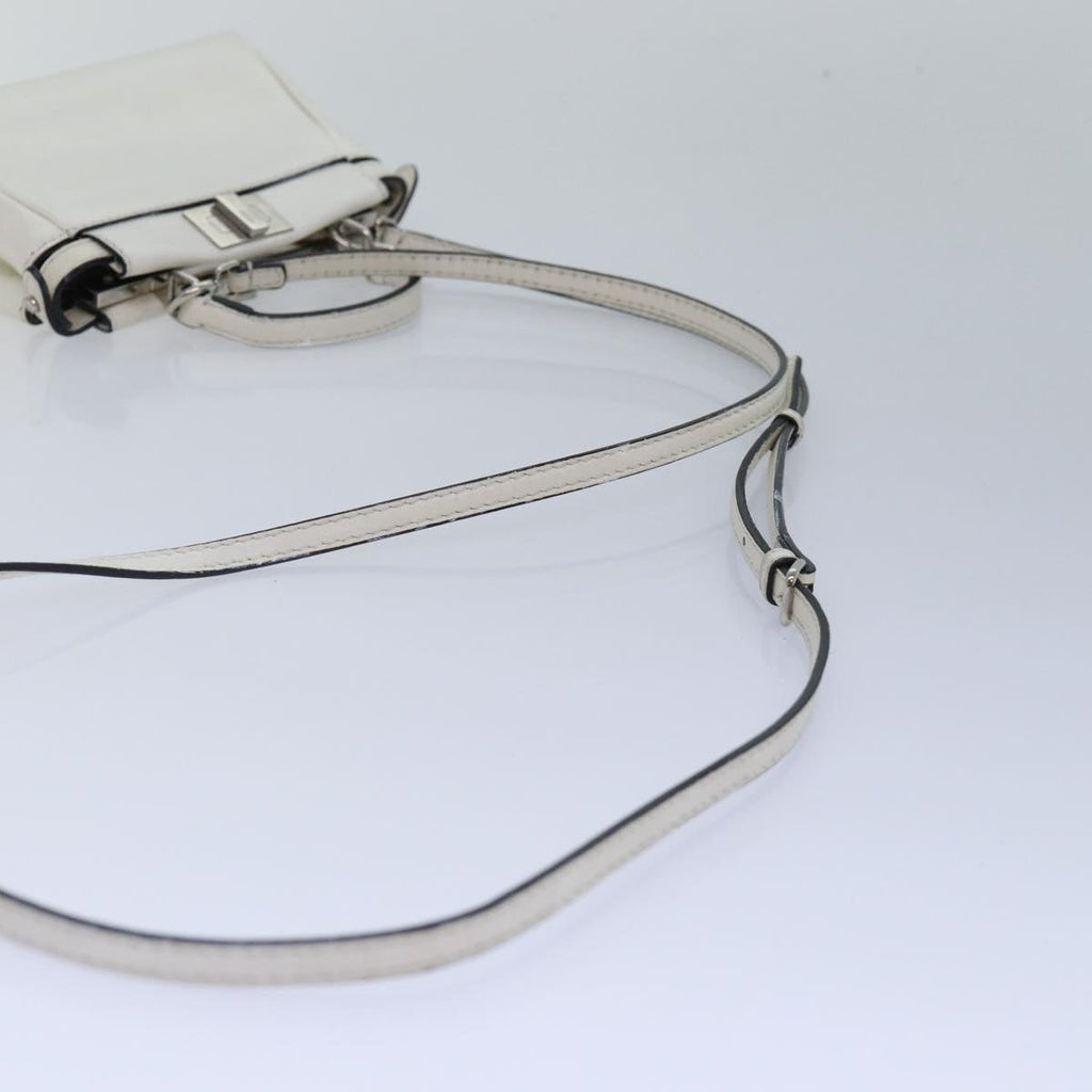 FENDI Peek A Boo Small Shoulder Bag Leather 2way White 87645