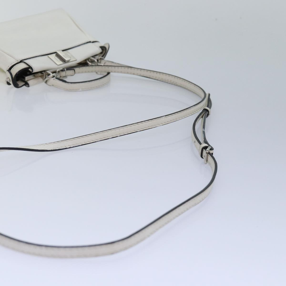 FENDI Peek A Boo Small Shoulder Bag Leather 2way White 87645