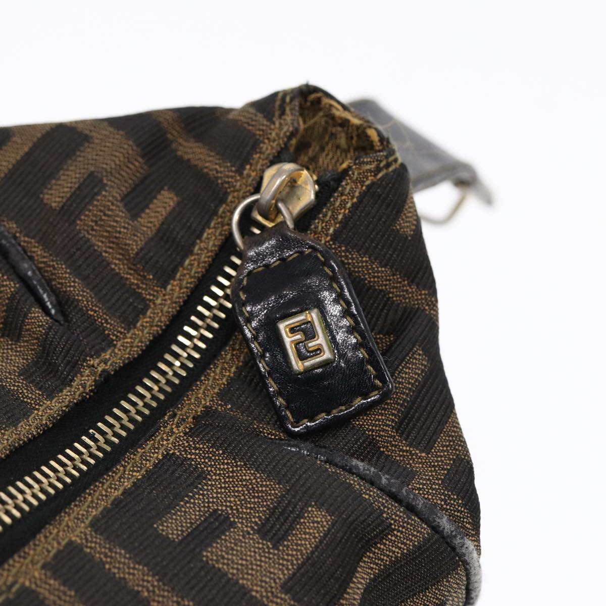 FENDI Zucca Canvas Hand Bag Brown 87646