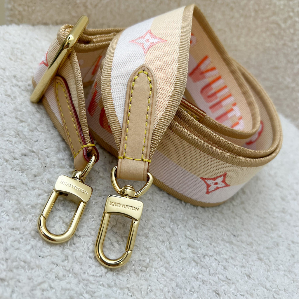LV Speedy Bandouliere 20 in Monogram Canvas and Pink / Orange Patterned Strap