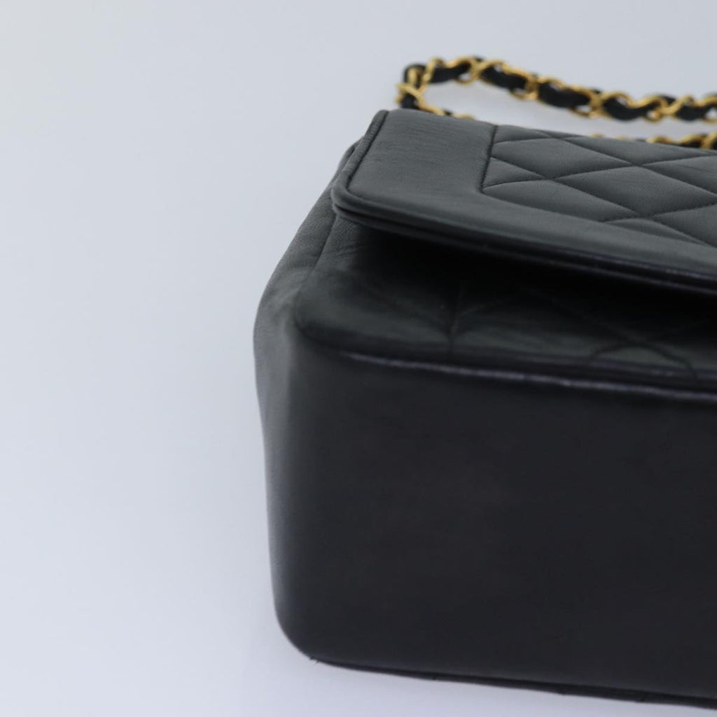 CHANEL Diana Matelasse Chain Shoulder Bag Lamb Skin Black CC 87740A