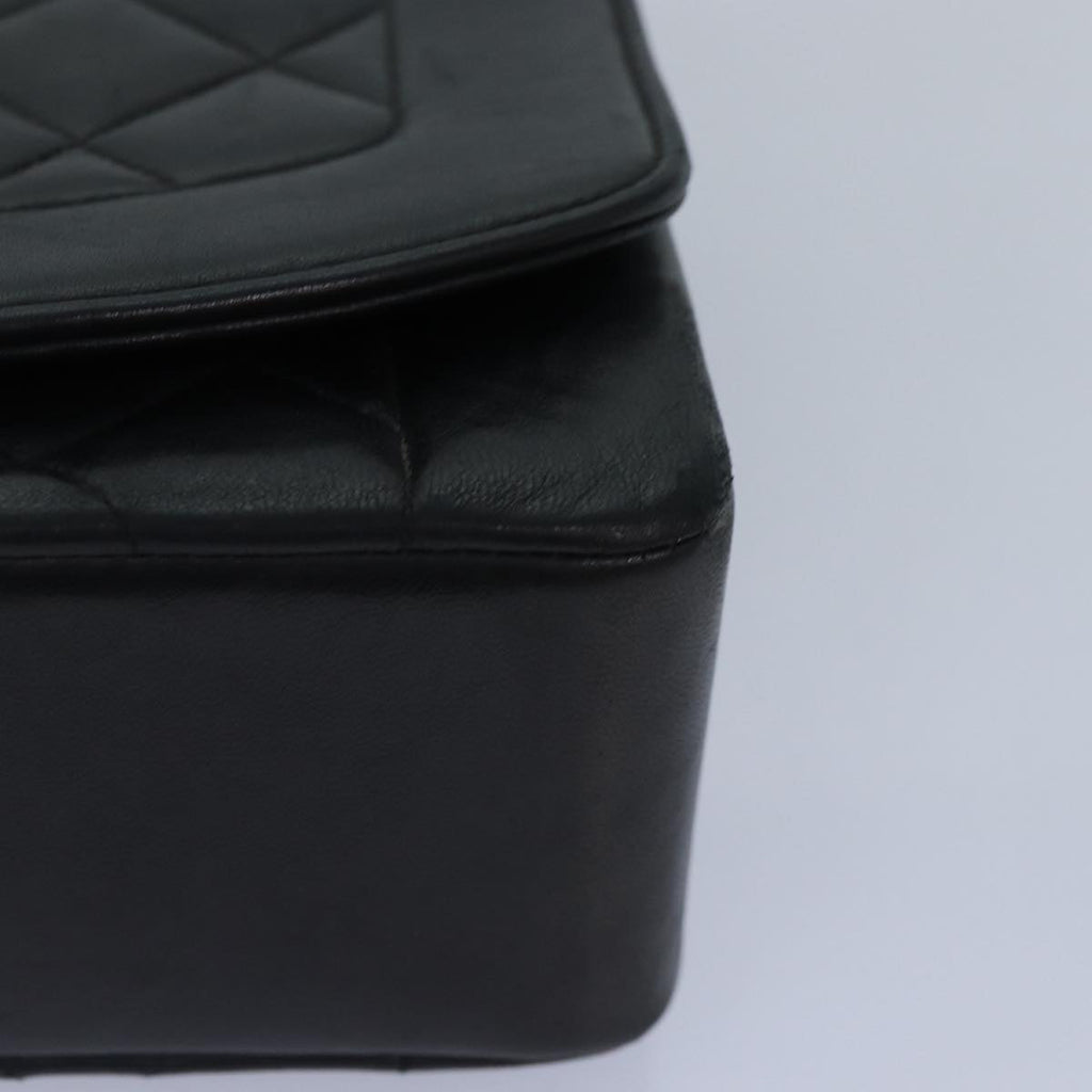 CHANEL Diana Matelasse Chain Shoulder Bag Lamb Skin Black CC 87740A