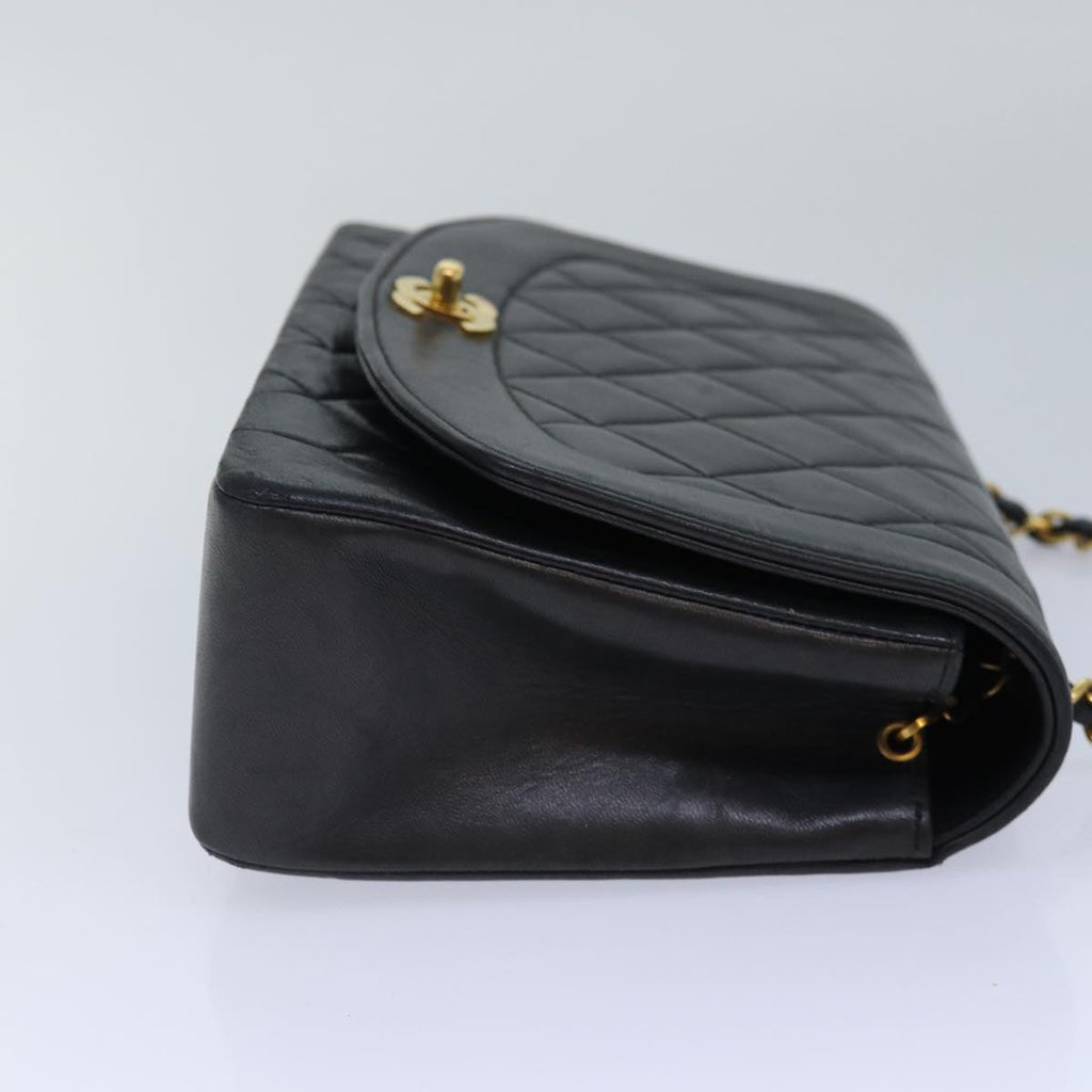 CHANEL Diana Matelasse Chain Shoulder Bag Lamb Skin Black CC 87740A