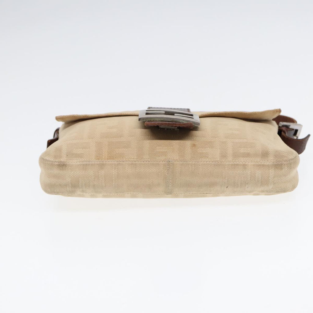 FENDI Zucca Canvas Mamma Baguette Shoulder Bag Beige Brown Silver 87743