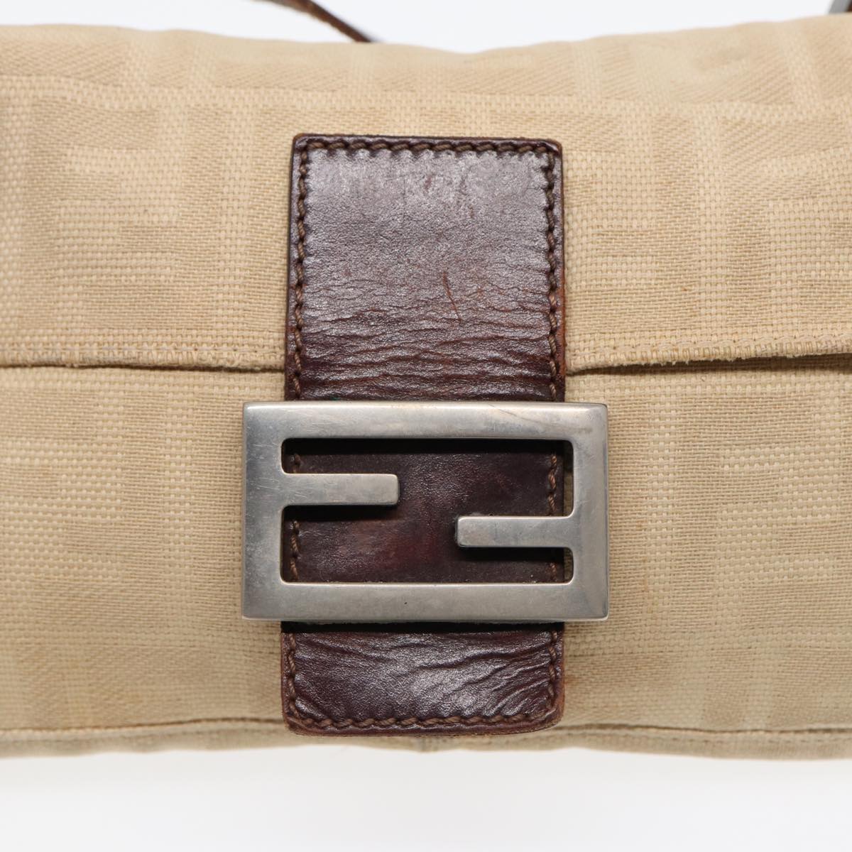 FENDI Zucca Canvas Mamma Baguette Shoulder Bag Beige Brown Silver 87743