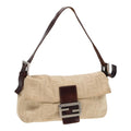 FENDI Zucca Canvas Mamma Baguette Shoulder Bag Beige Brown Silver 87743