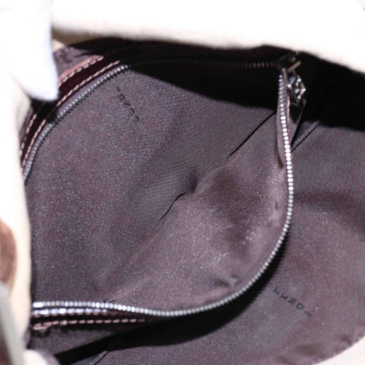 FENDI Zucca Canvas Mamma Baguette Shoulder Bag Beige Brown Silver 87743