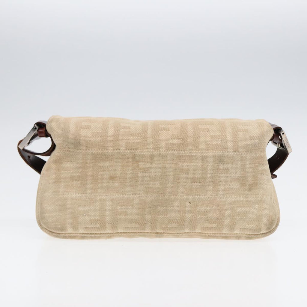 FENDI Zucca Canvas Mamma Baguette Shoulder Bag Beige Brown Silver 87743