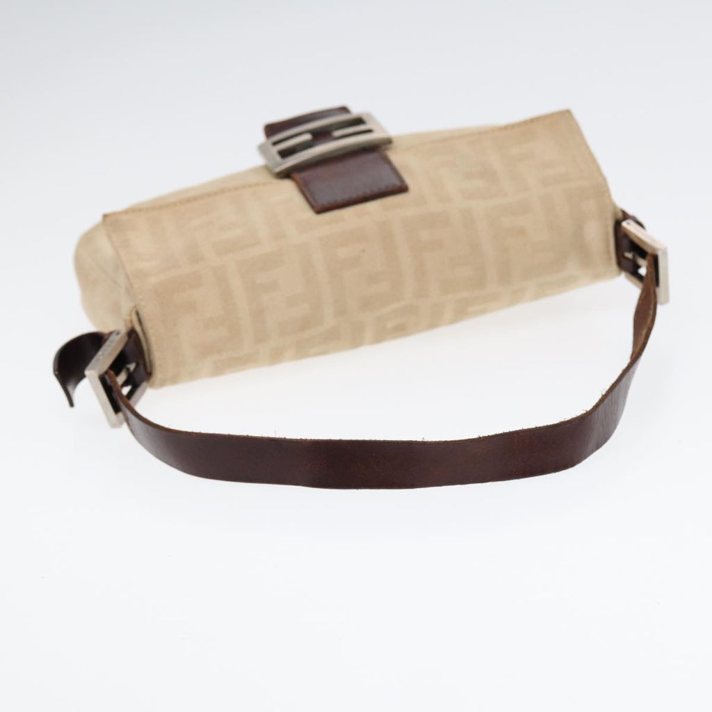 FENDI Zucca Canvas Mamma Baguette Shoulder Bag Beige Brown Silver 87743
