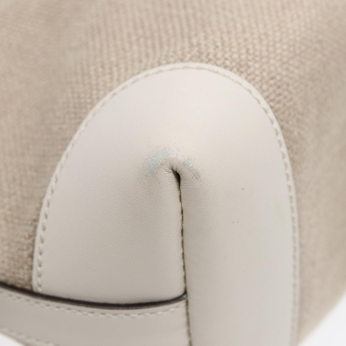 GUCCI Hand Bag Canvas Leather Beige White gold 269878 87749