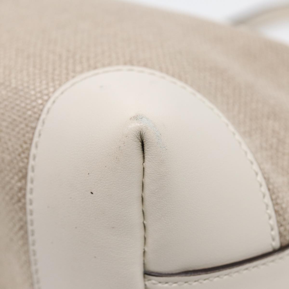 GUCCI Hand Bag Canvas Leather Beige White gold 269878 87749