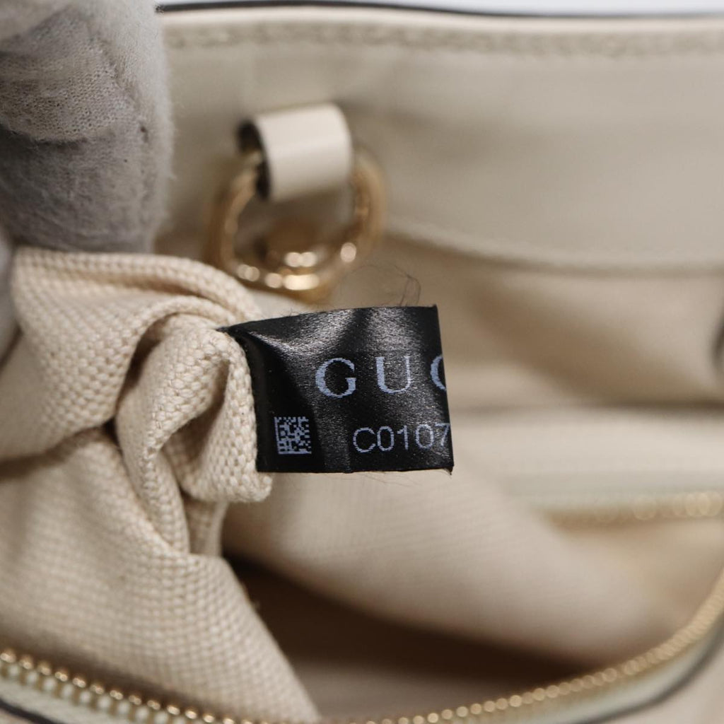 GUCCI Hand Bag Canvas Leather Beige White gold 269878 87749