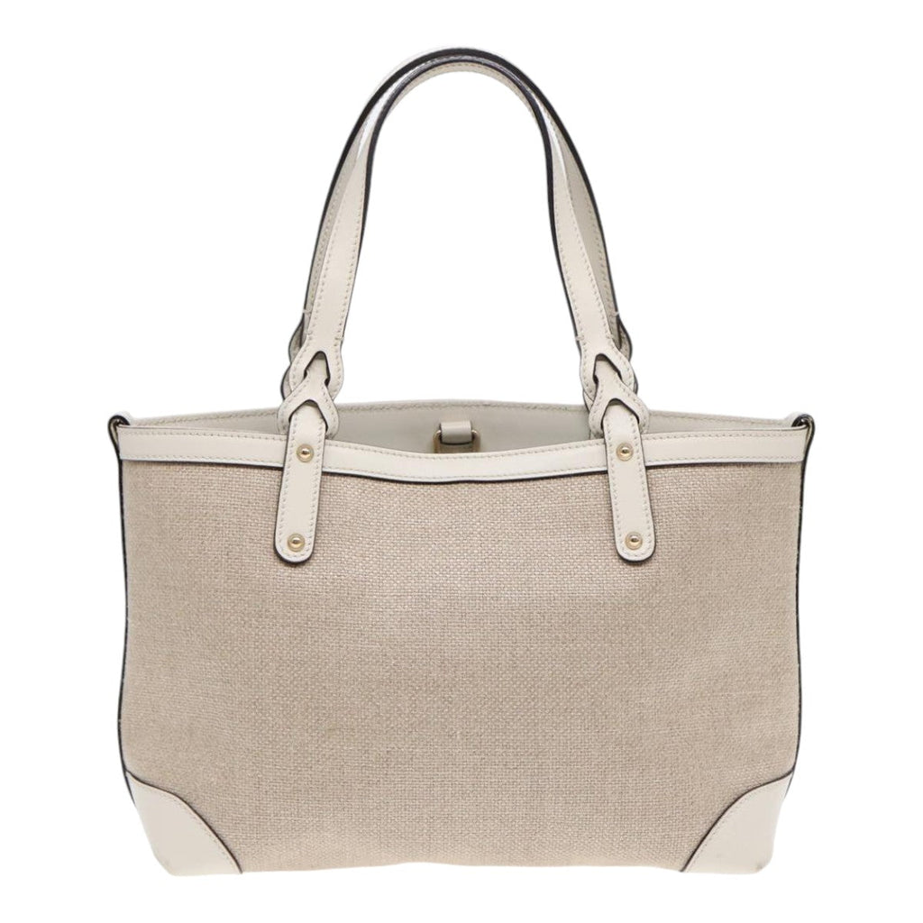 GUCCI Hand Bag Canvas Leather Beige White gold 269878 87749