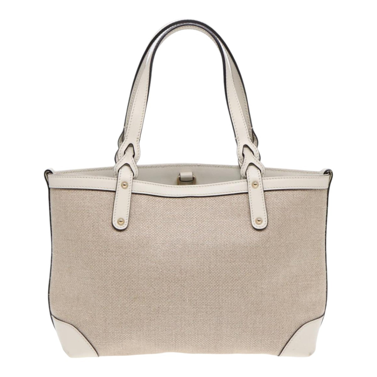 GUCCI Hand Bag Canvas Leather Beige White gold 269878 87749