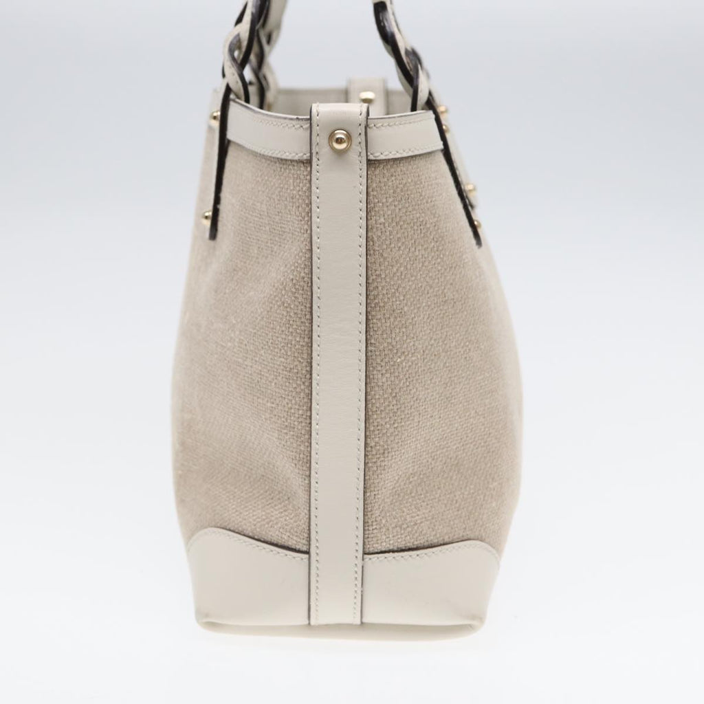 GUCCI Hand Bag Canvas Leather Beige White gold 269878 87749
