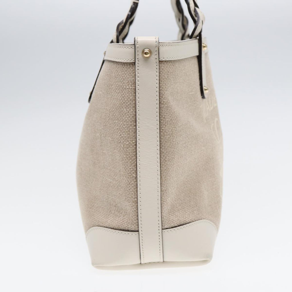 GUCCI Hand Bag Canvas Leather Beige White gold 269878 87749