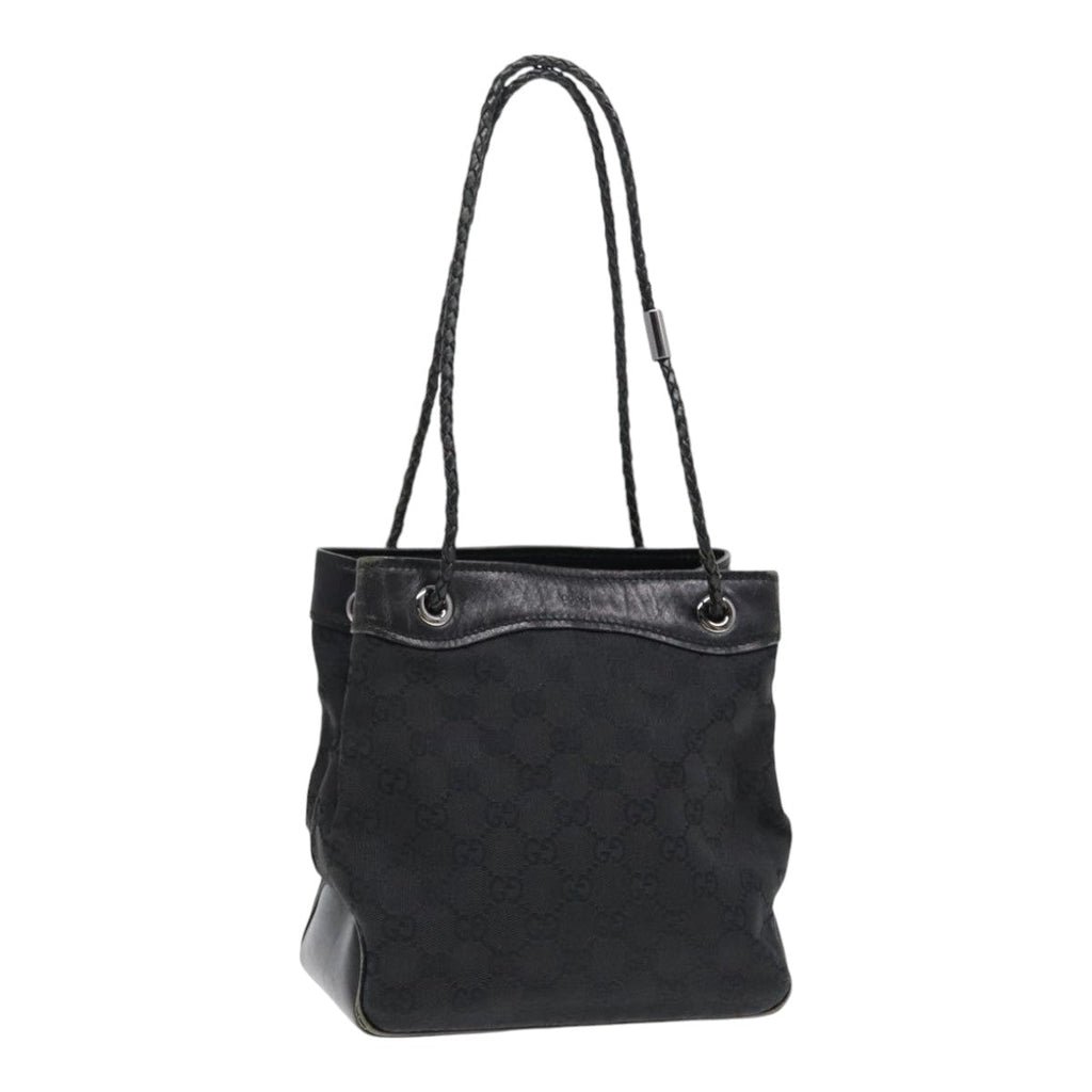 GUCCI GG Canvas Shoulder Bag Black Silver 109143 87750