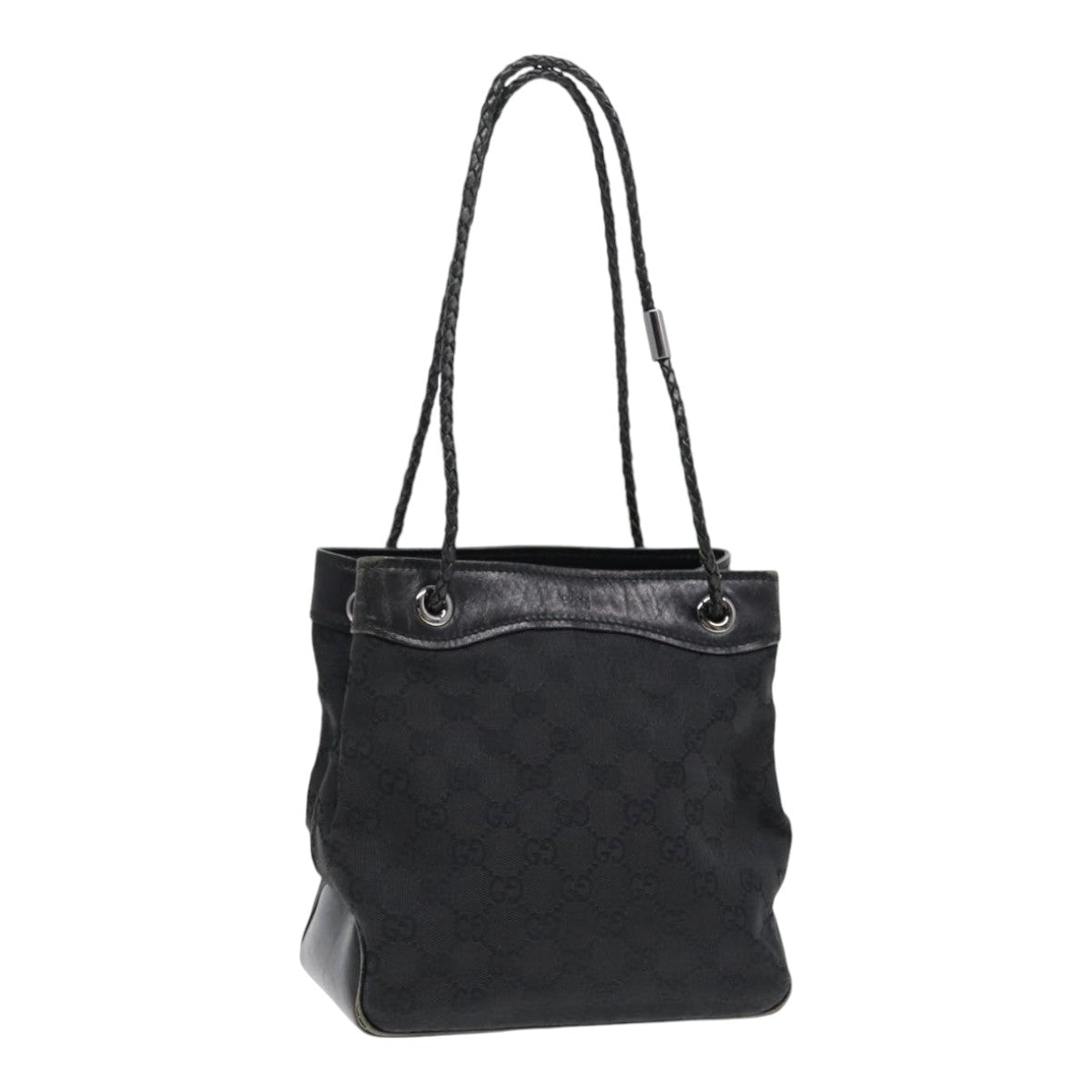 GUCCI GG Canvas Shoulder Bag Black Silver 109143 87750