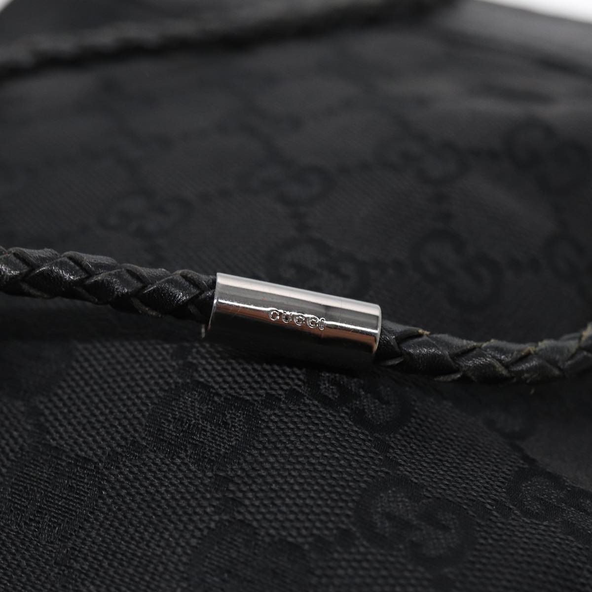 GUCCI GG Canvas Shoulder Bag Black Silver 109143 87750