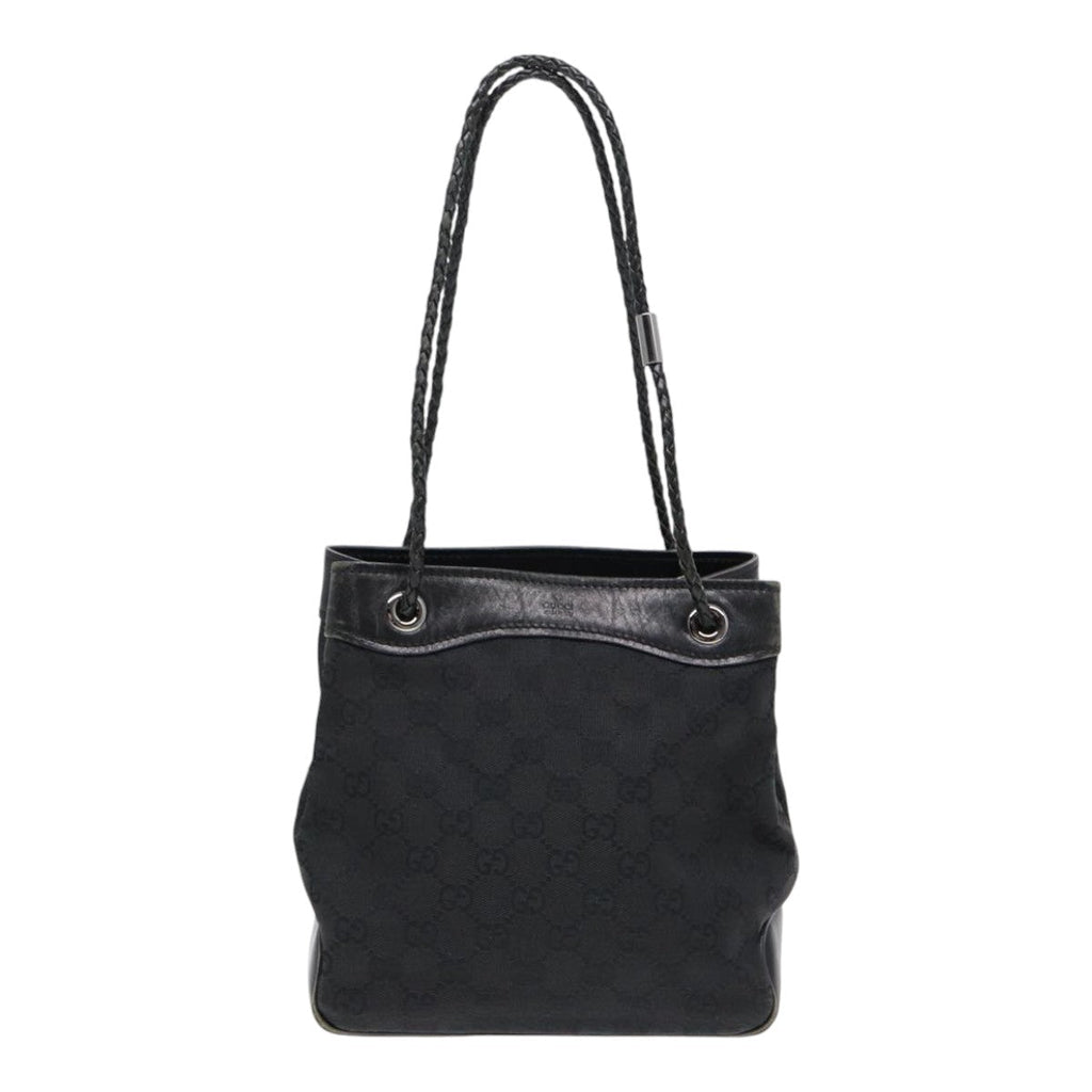 GUCCI GG Canvas Shoulder Bag Black Silver 109143 87750