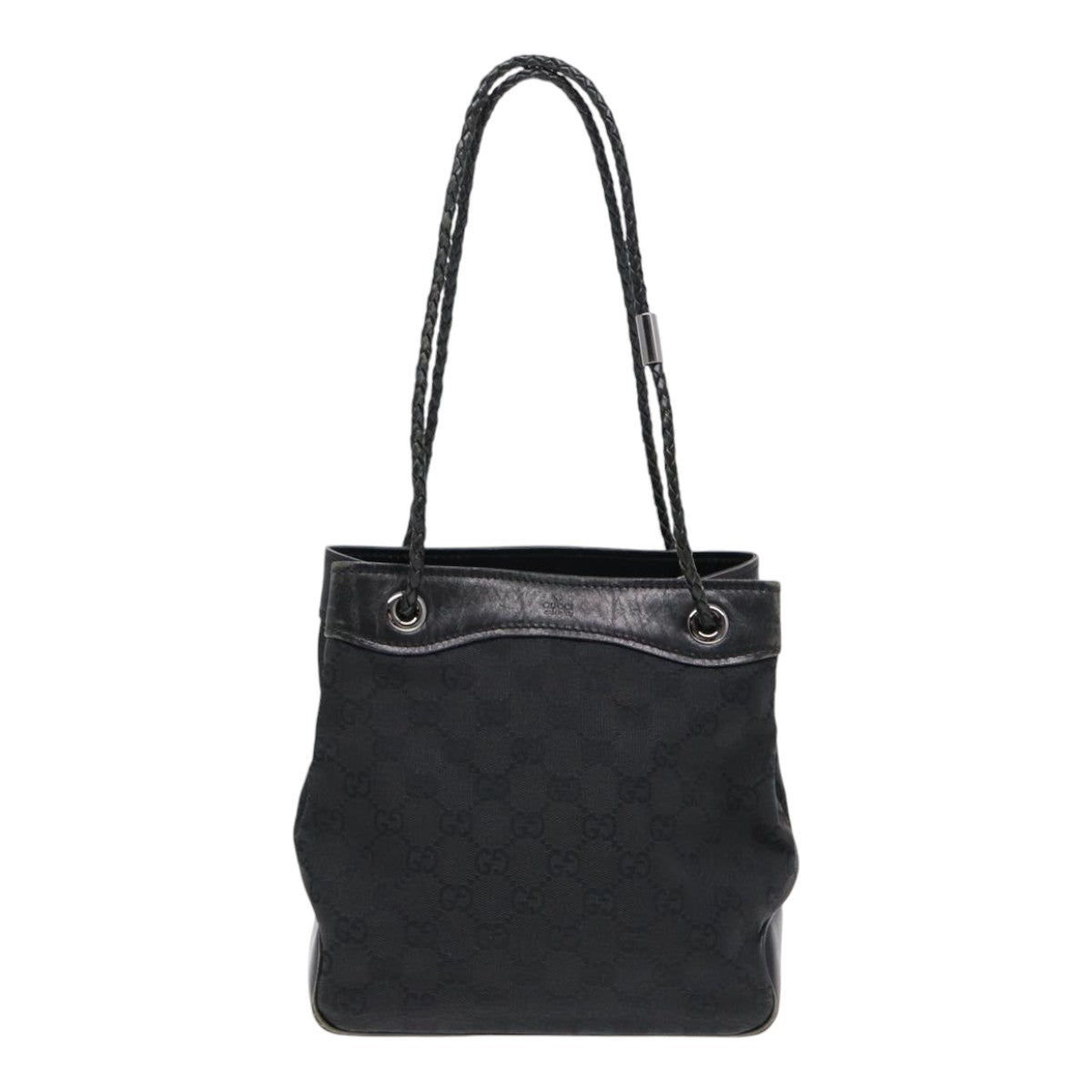 GUCCI GG Canvas Shoulder Bag Black Silver 109143 87750