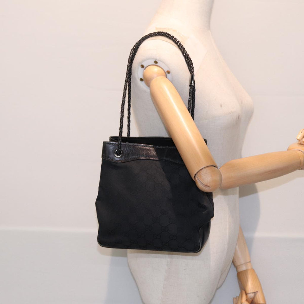 GUCCI GG Canvas Shoulder Bag Black Silver 109143 87750
