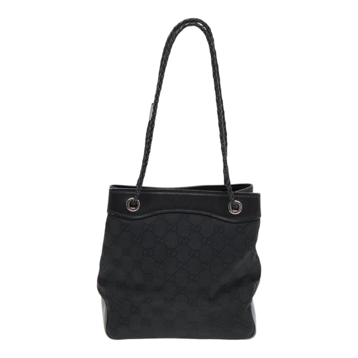 GUCCI GG Canvas Shoulder Bag Black Silver 109143 87750