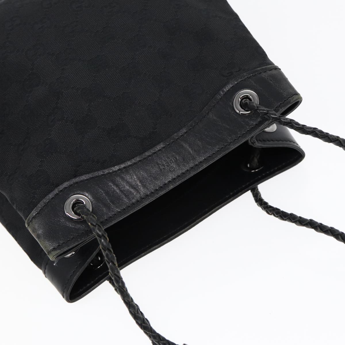 GUCCI GG Canvas Shoulder Bag Black Silver 109143 87750
