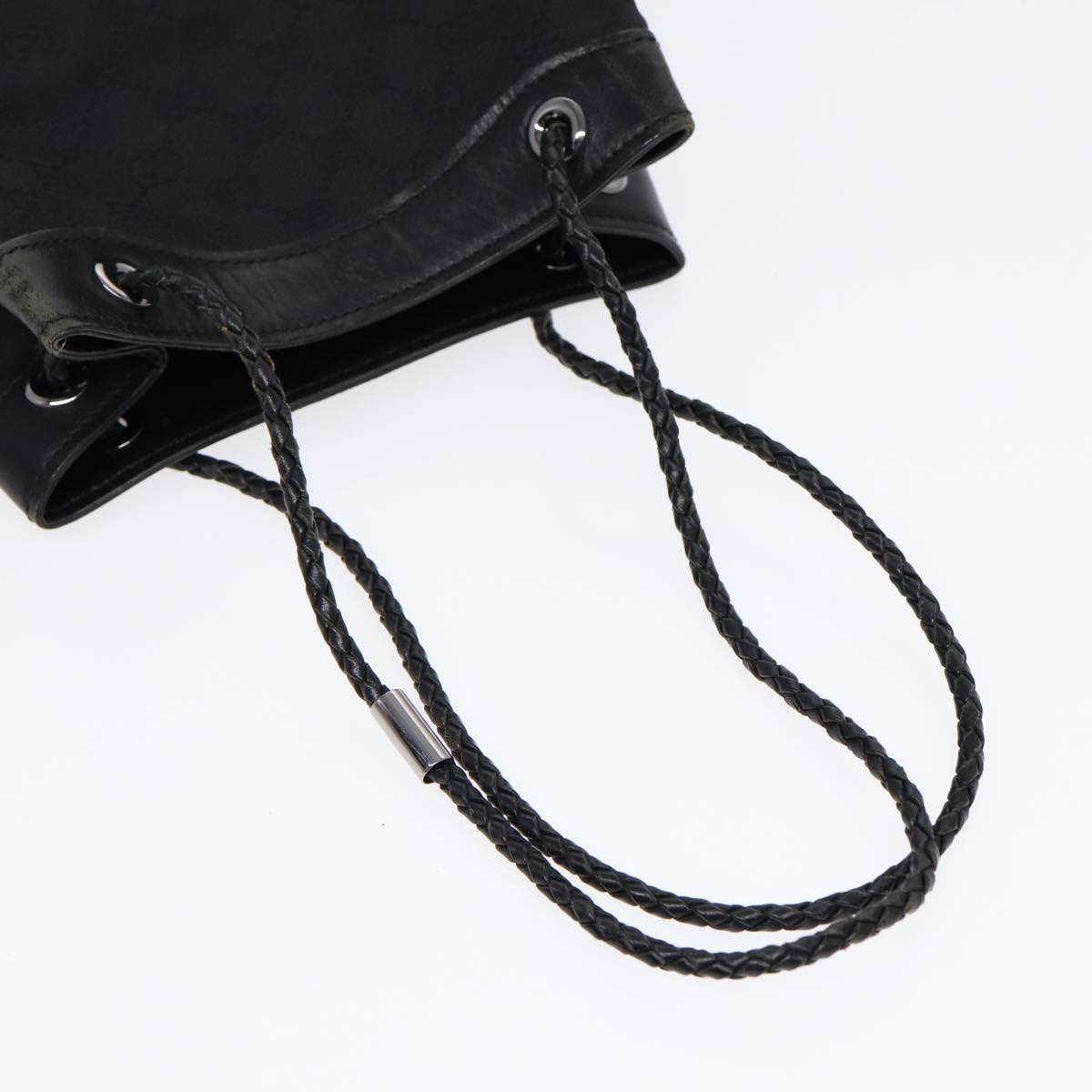 GUCCI GG Canvas Shoulder Bag Black Silver 109143 87750